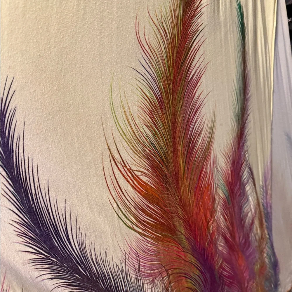 Pale yellow Sky Maxi Dress with Feather Detail, large, worn twice - Picture 9 of 13